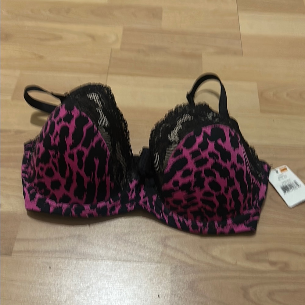 Pink and Black Lace Women's Bra